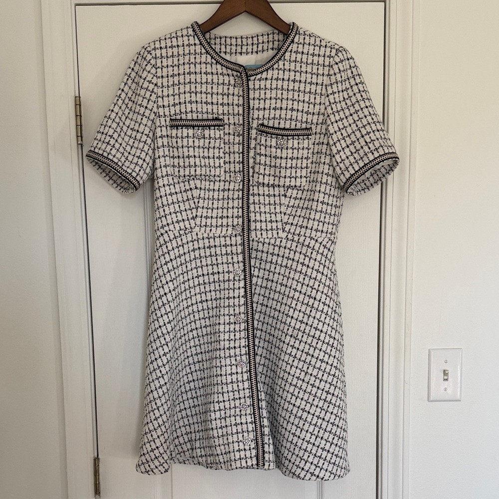 Fit & Flare Plaid Black and White Dress